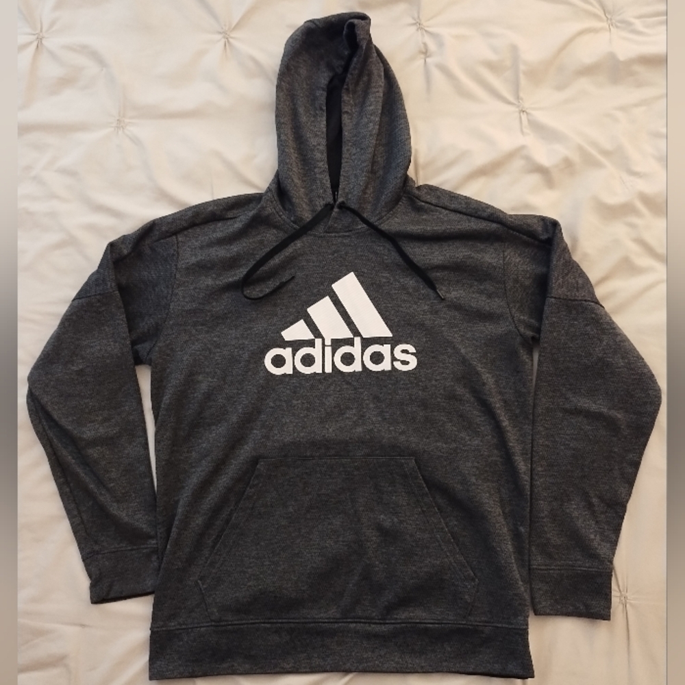 Adidas Grey Climawarm Polyester Hoodie Large